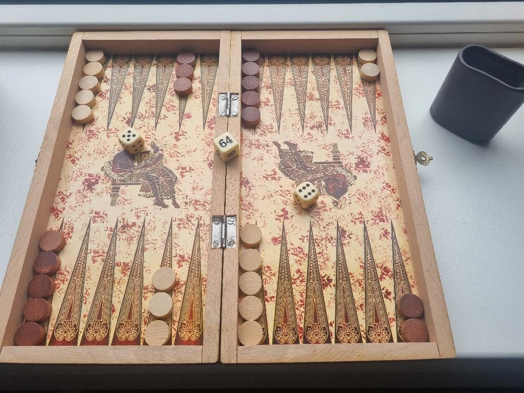 Backgammon in luxe kist, Ophalen of Verzenden, Gebruikt