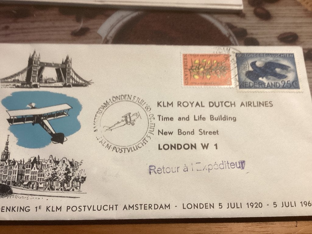 No4110 KLM Amsterdam London 7-7-1960 Nederland jaargangen, Ophalen of Verzenden, Onbeschreven, Nederland