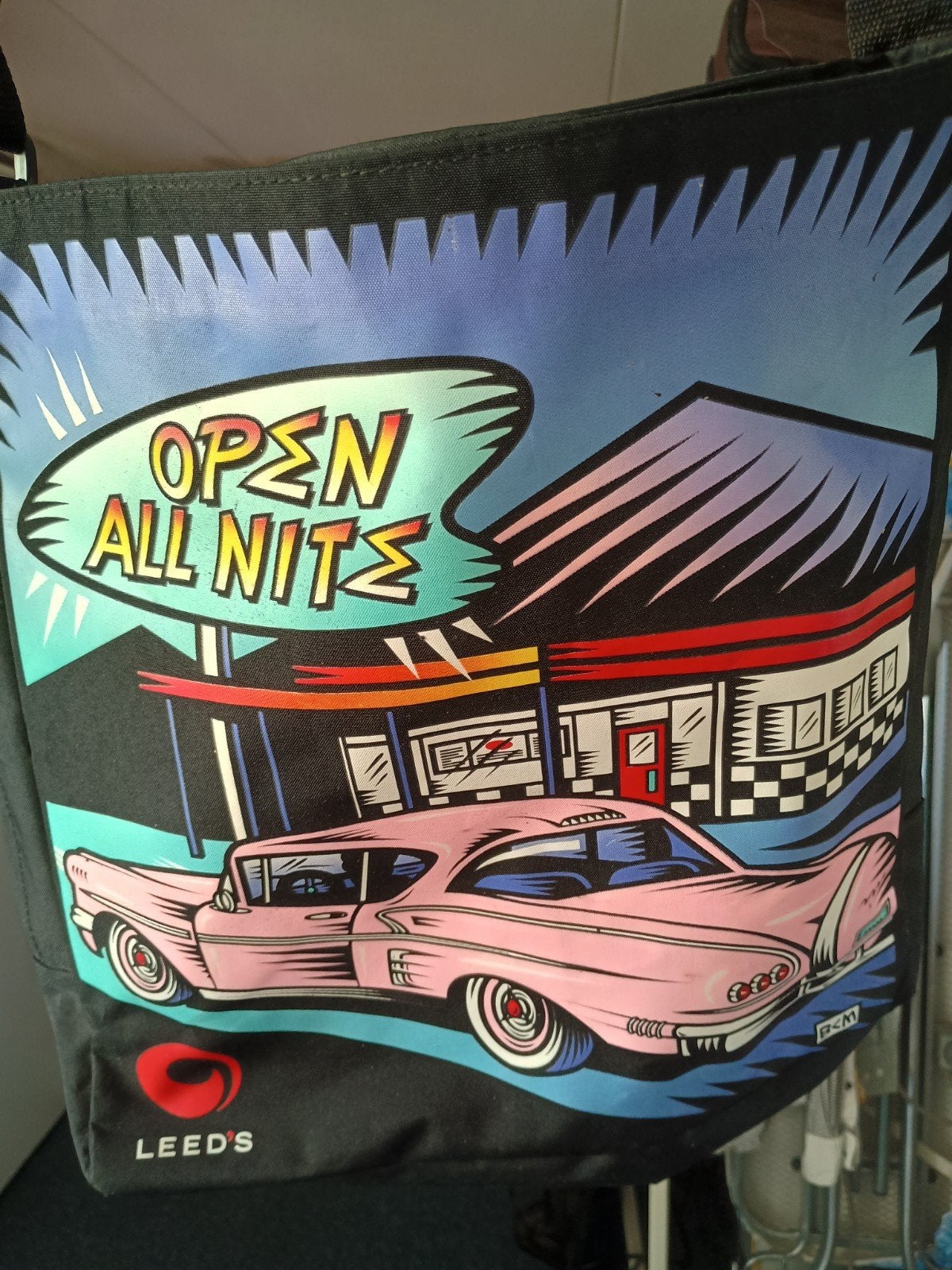 Leeds strandtas 'Open All Nite' met retro auto print, Ophalen of Verzenden, Nieuw, Shopper