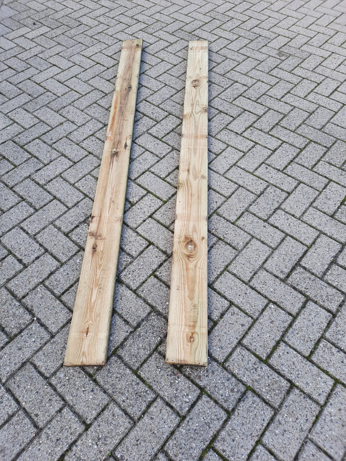 Vlonderplanken 35 stuks Vurenhout 2.10m lang, Ophalen, Gebruikt, Hout