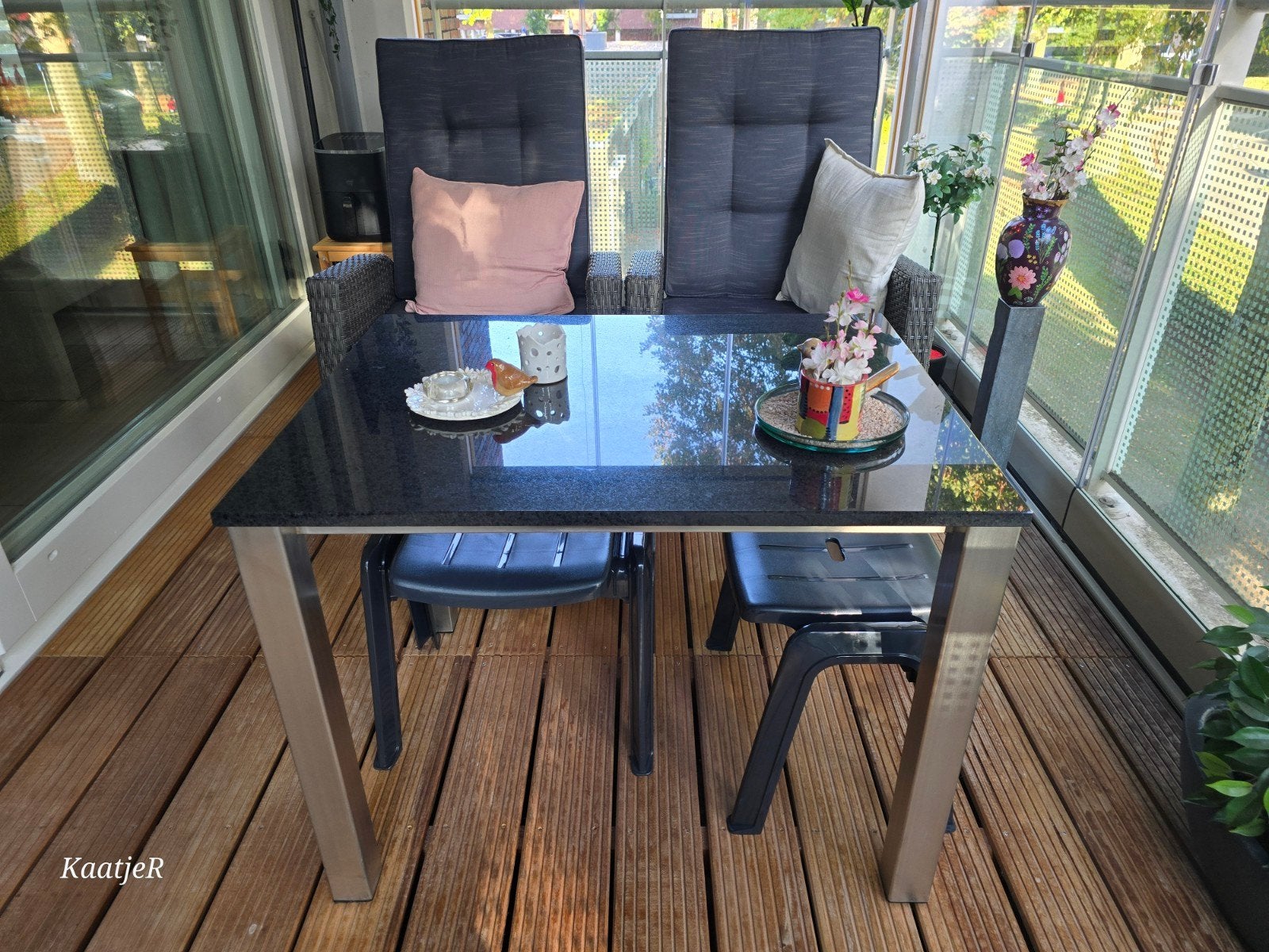 marmeren tafel, Ophalen, Zo goed als nieuw, Rvs, Bijzettafel