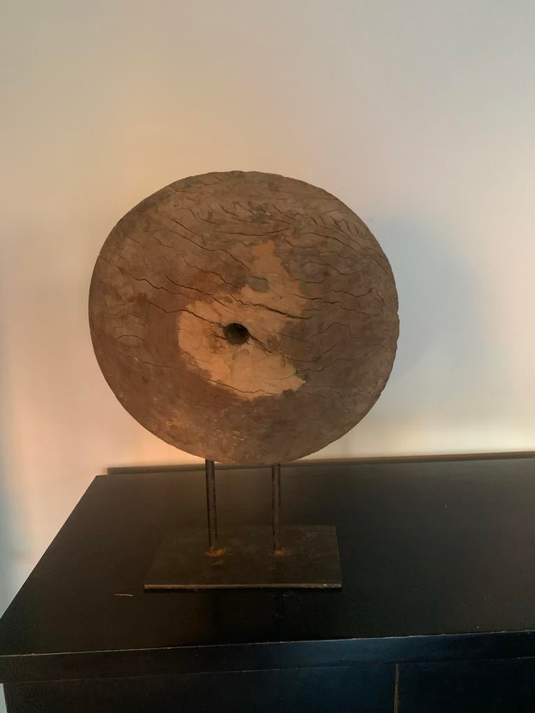 Decoratief houten wiel op standaard, Ophalen of Verzenden
