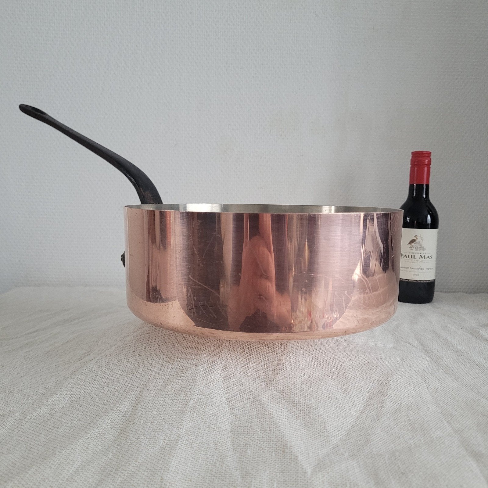 tournus france grote koperen pan hapjespan sauspan steelpan, Ophalen of Verzenden, Gebruikt, Koper, Braadpan