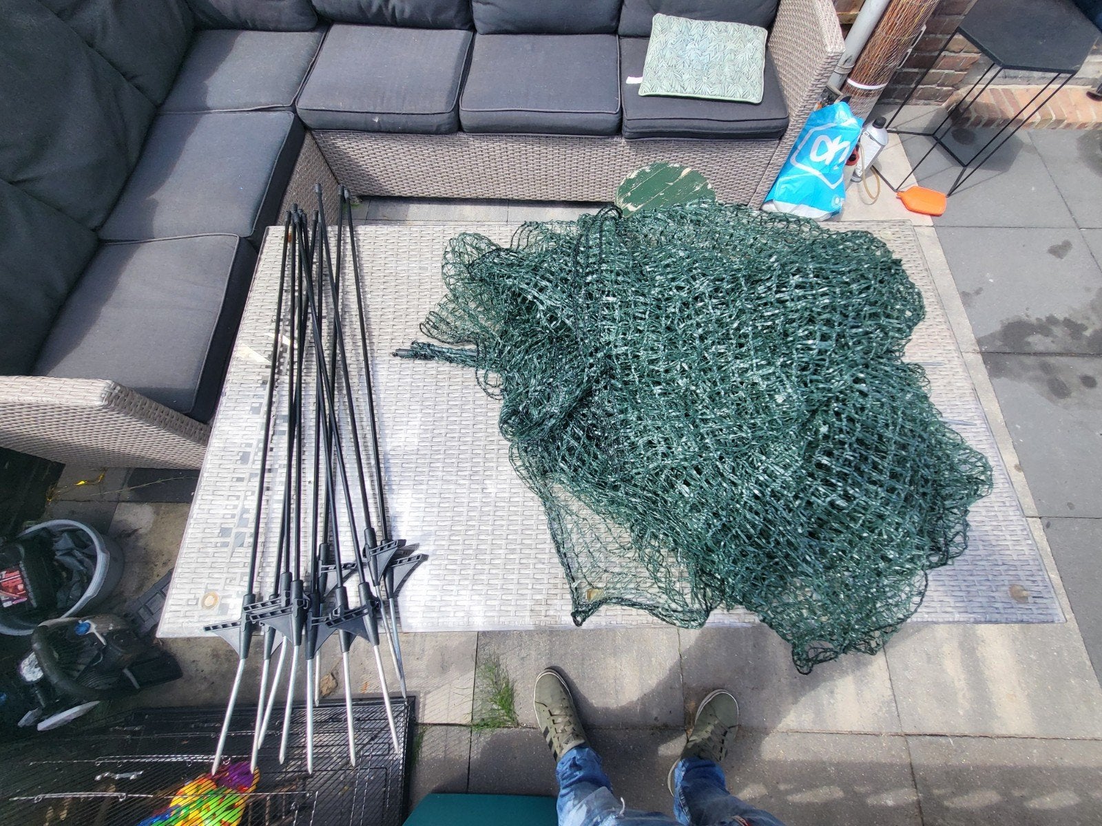 Groen gaashekwerk met palen te koop, Ophalen, Gebruikt, Overige materialen, Gaashekwerk