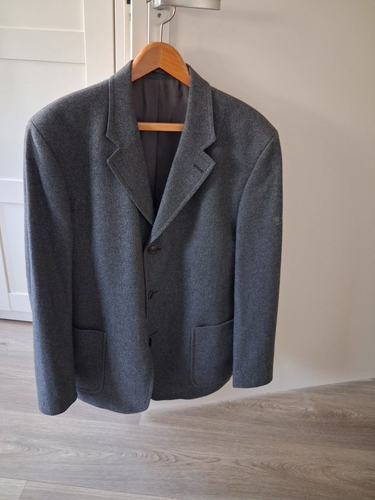 Uniek Vintage Heren Colbert (Ontwerp Hans Ubbink) - Wolmix -, Maat 52/54 (L), Hans Ubbink, Ophalen of Verzenden, Grijs