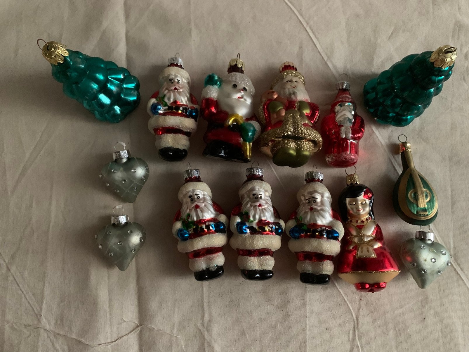13x Vintage Glazen Kerstballen., Ophalen, Gebruikt