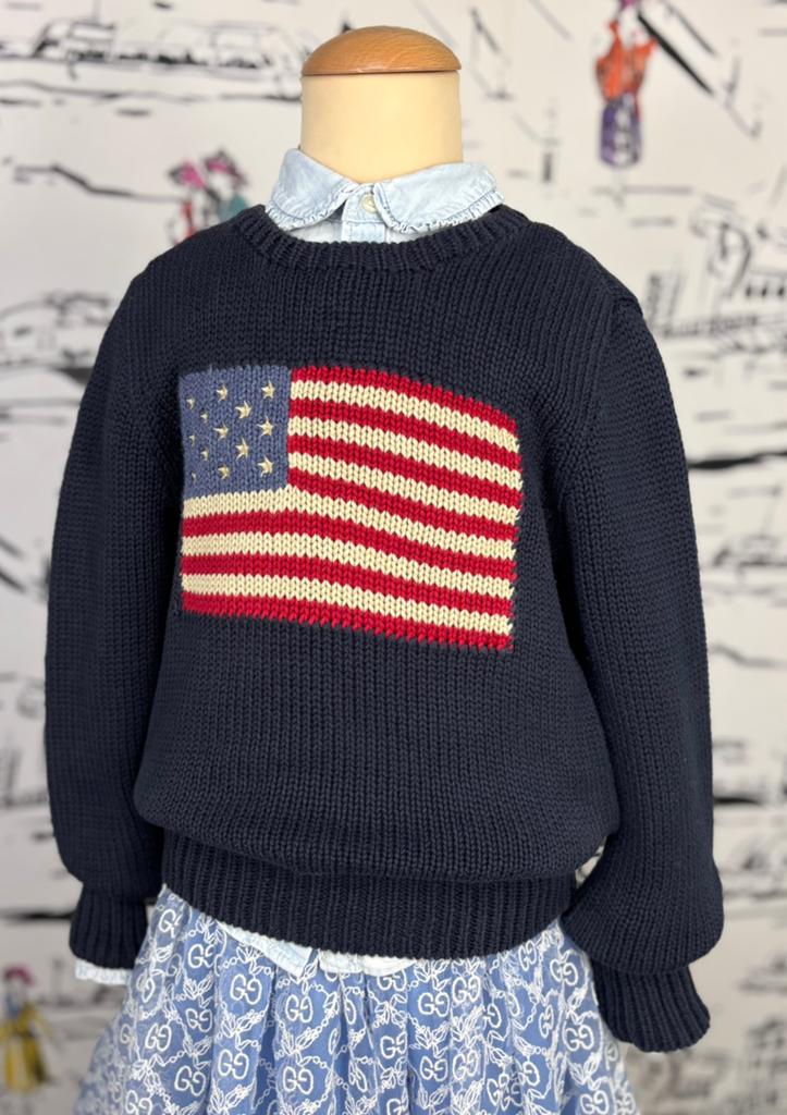 Ralph Lauren meisjes trui met vlag maat 8-10, Trui of Vest, Zo goed als nieuw, Ralph Lauren, Verzenden
