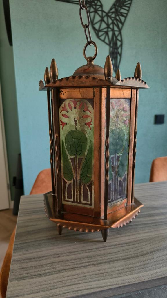 Antieke Amsterdamse School Hanglamp Koper, Ophalen of Verzenden