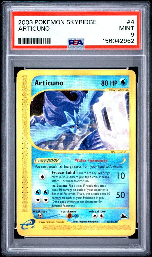 Pokemon Articuno Skyridge Rare e-Reader Series PSA 9 WOTC, Ophalen of Verzenden, Zo goed als nieuw, Losse kaart