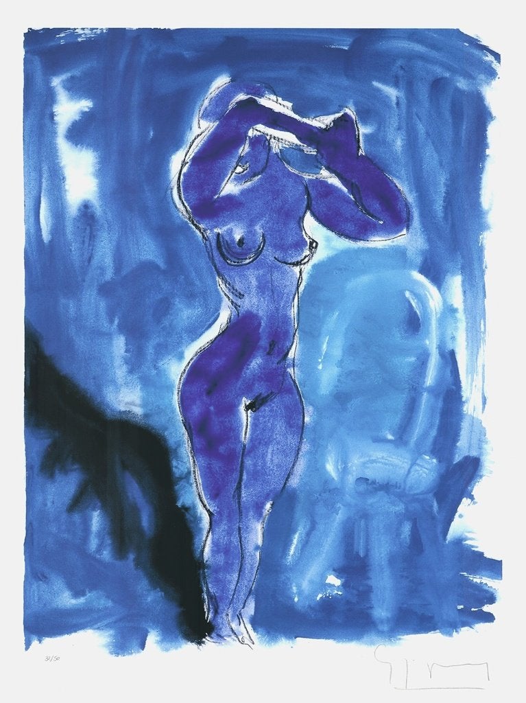 Stefan Szczesny - Blauer Akt - Litho Handgesign., Ophalen of Verzenden