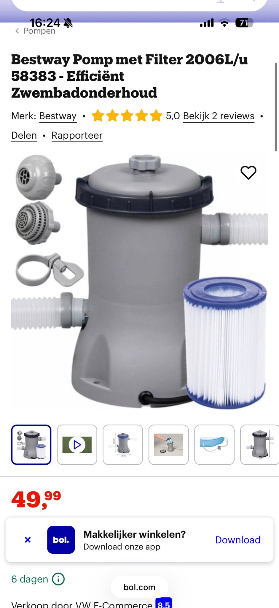 Bestway Pomp met Filter 2006L/u 58383 - Zwembadonderhoud, Ophalen of Verzenden, Nieuw, Zwembadpomp