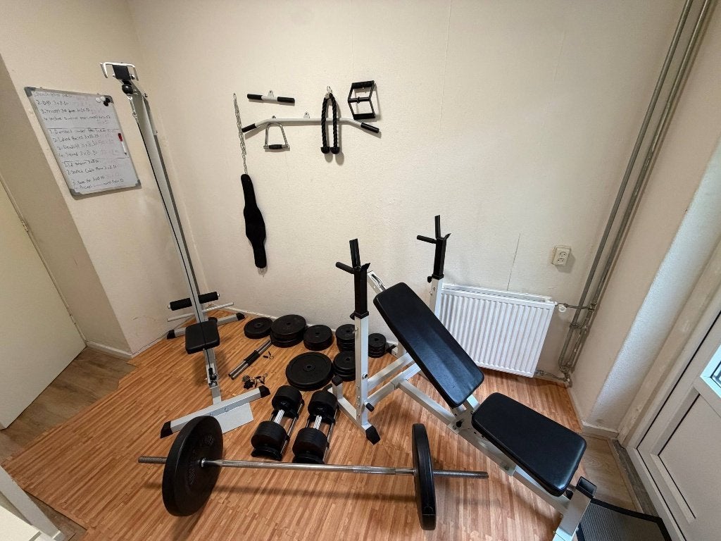 Complete Home Gym Set te koop, Ophalen, Zo goed als nieuw, Benen, Fitnessbank