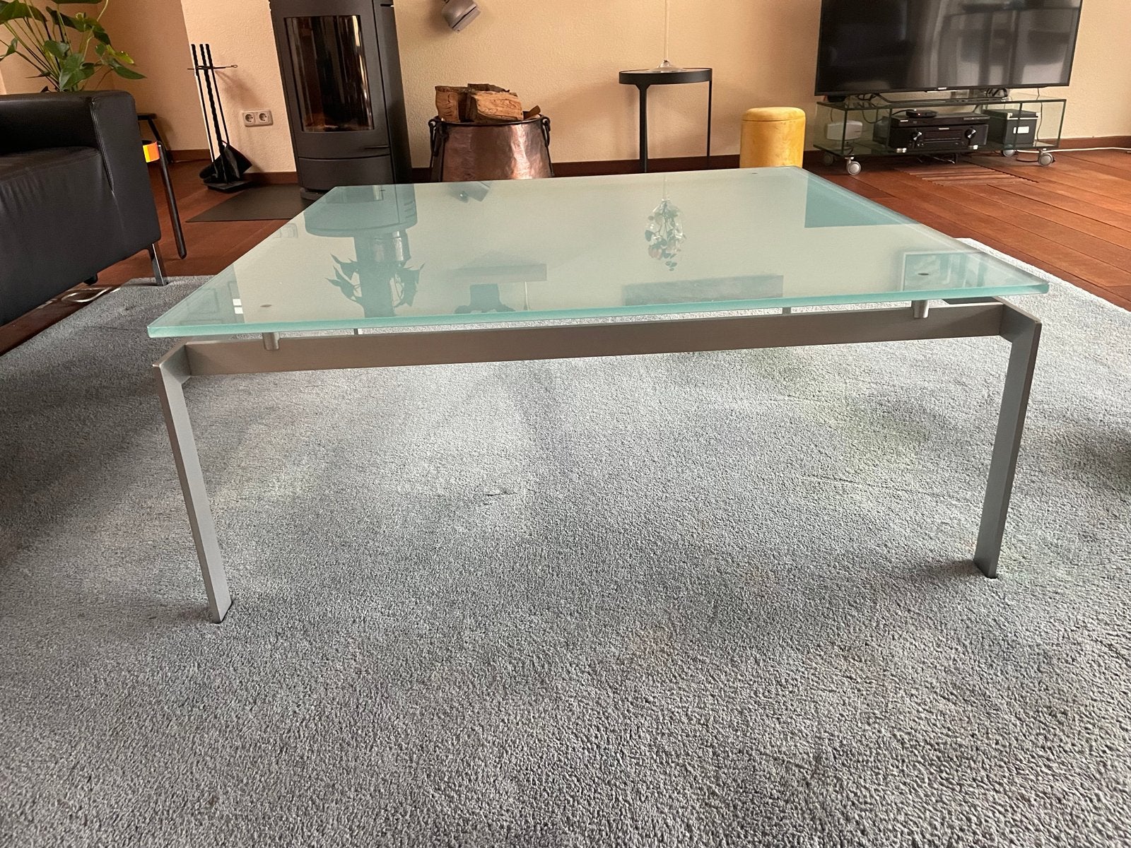 Ciacci Salontafel - Italiaans Design, Metaal & Glas, Ophalen, Gebruikt, 100 tot 150 cm, Glas