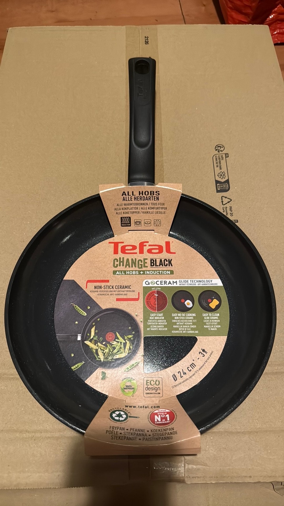 TEFAL CHANGE BLACK KERAMISCHE KOEKENPAN 24 CM ZWART, Koekenpan, Tefal, Verzenden, Nieuw
