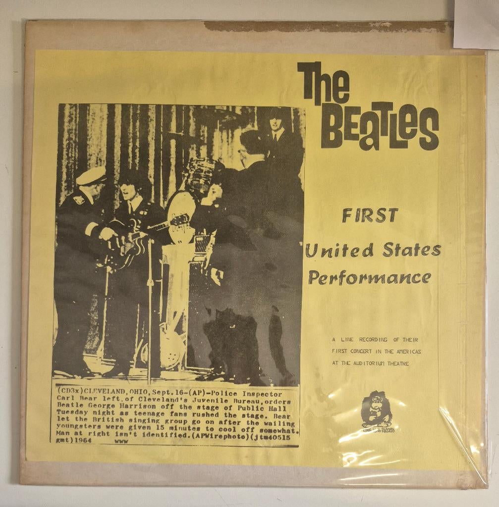 The Beatles. First United States performance. Bootleg., Cd's en Dvd's, Gebruikt, Ophalen of Verzenden, 12 inch, Inclusief binnenhoes