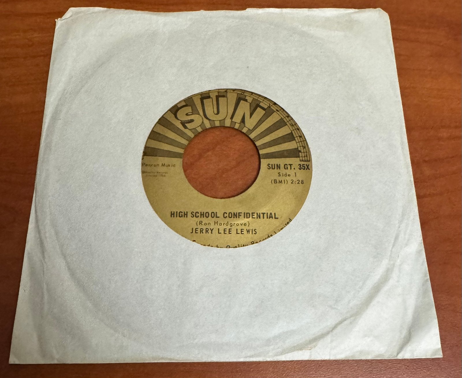 Jerry Lee Lewis, bijzondere Sun label persing (Goud), Ophalen of Verzenden, Gebruikt, 7 inch, Rock