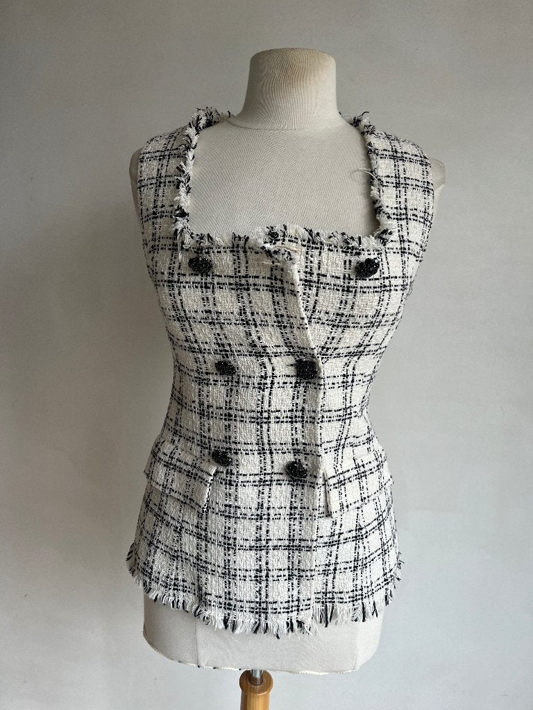 zara gilet zwart wit, Verzenden, Zo goed als nieuw, Maat 34 (XS) of kleiner, Wit