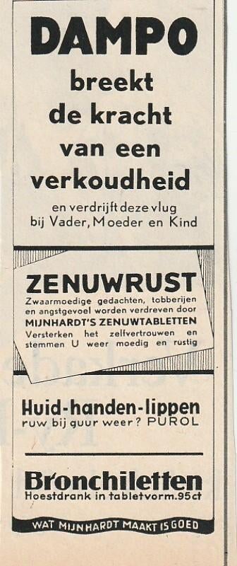 Retro reclame 1962 Mijnhardt Dampo breekt de kracht, Verzenden, Overige typen