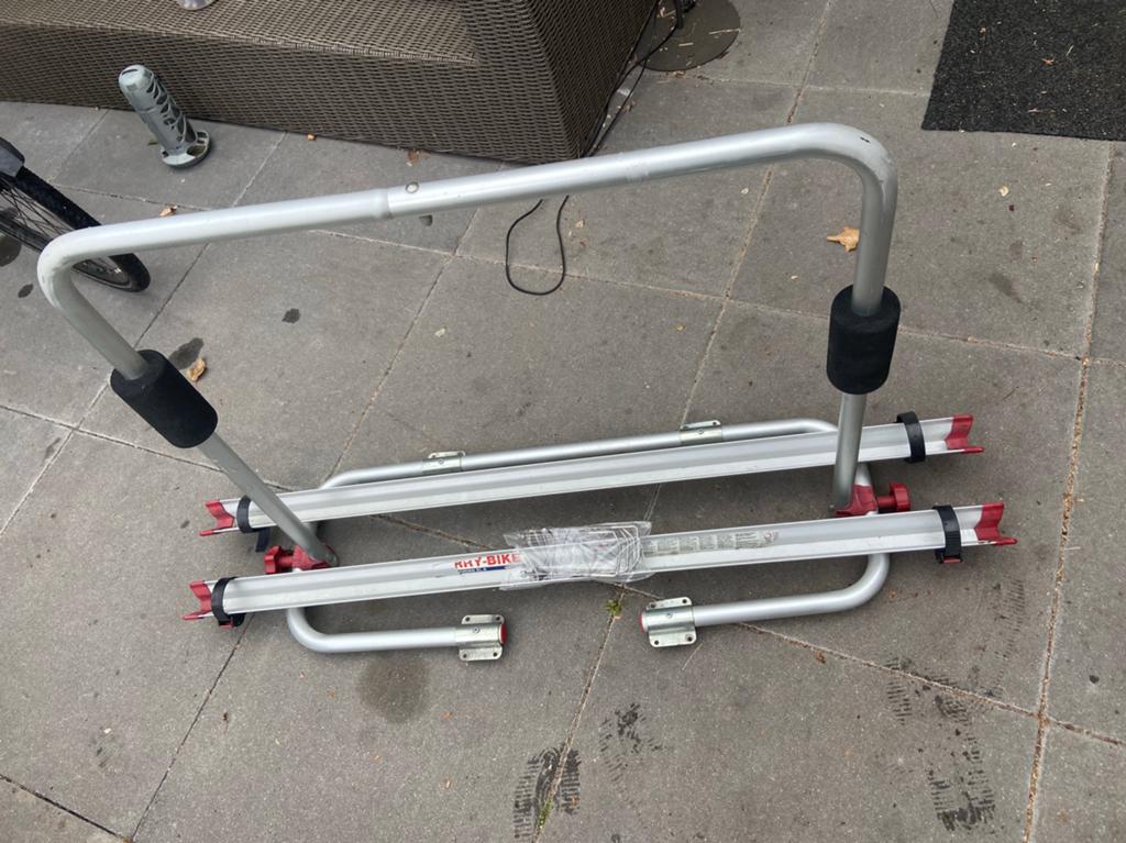 Fietsendrager voor dissel caravan - Gebruikt, Ophalen, 2 fietsen, Gebruikt, Trekhaakdrager