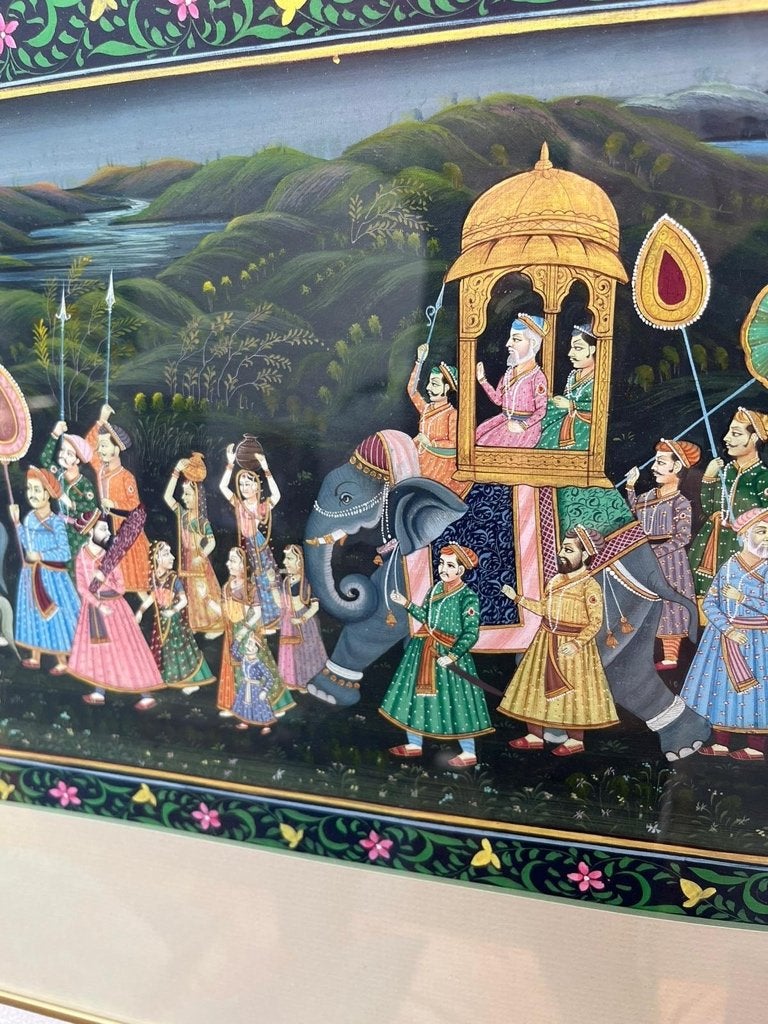 Indiase Indian Mughal scene painting schilderij trouwstoet, Verburgt Vintage, Ophalen of Verzenden, Schipluidenlaan 20 5035KJ Tilburg