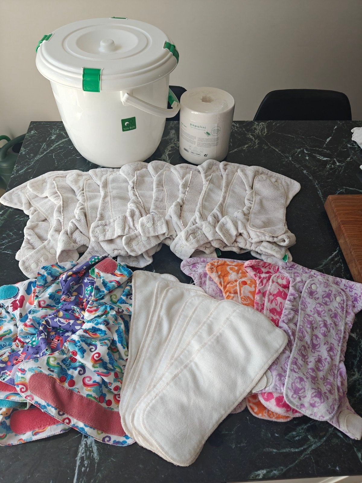 Complete set wasbare luiers ( maat 1: < 8 kg)met accessoires, Ophalen of Verzenden, Gebruikt