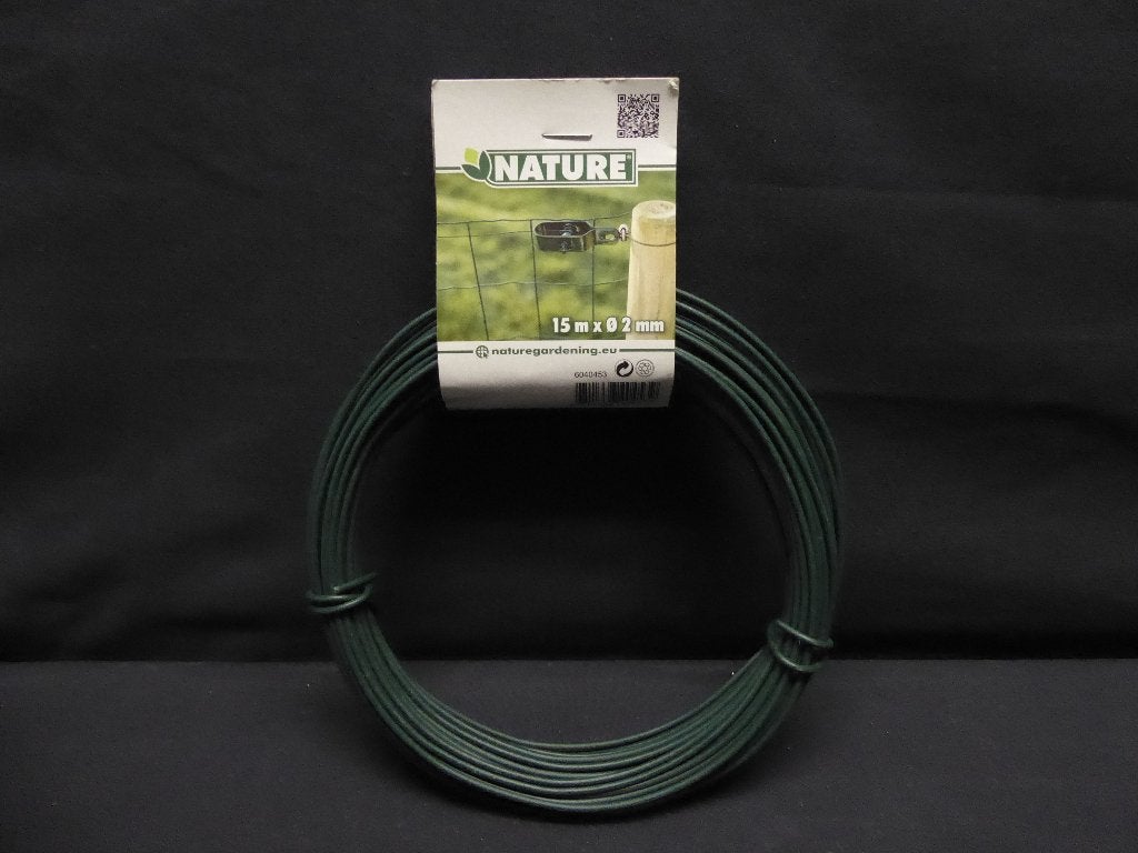 Nature Spandraad groen verzinkt staal 15m x Ø 2 mm, Tuin en Terras, Gaas en Draad, Ophalen of Verzenden, Nieuw, 10 tot 20 meter