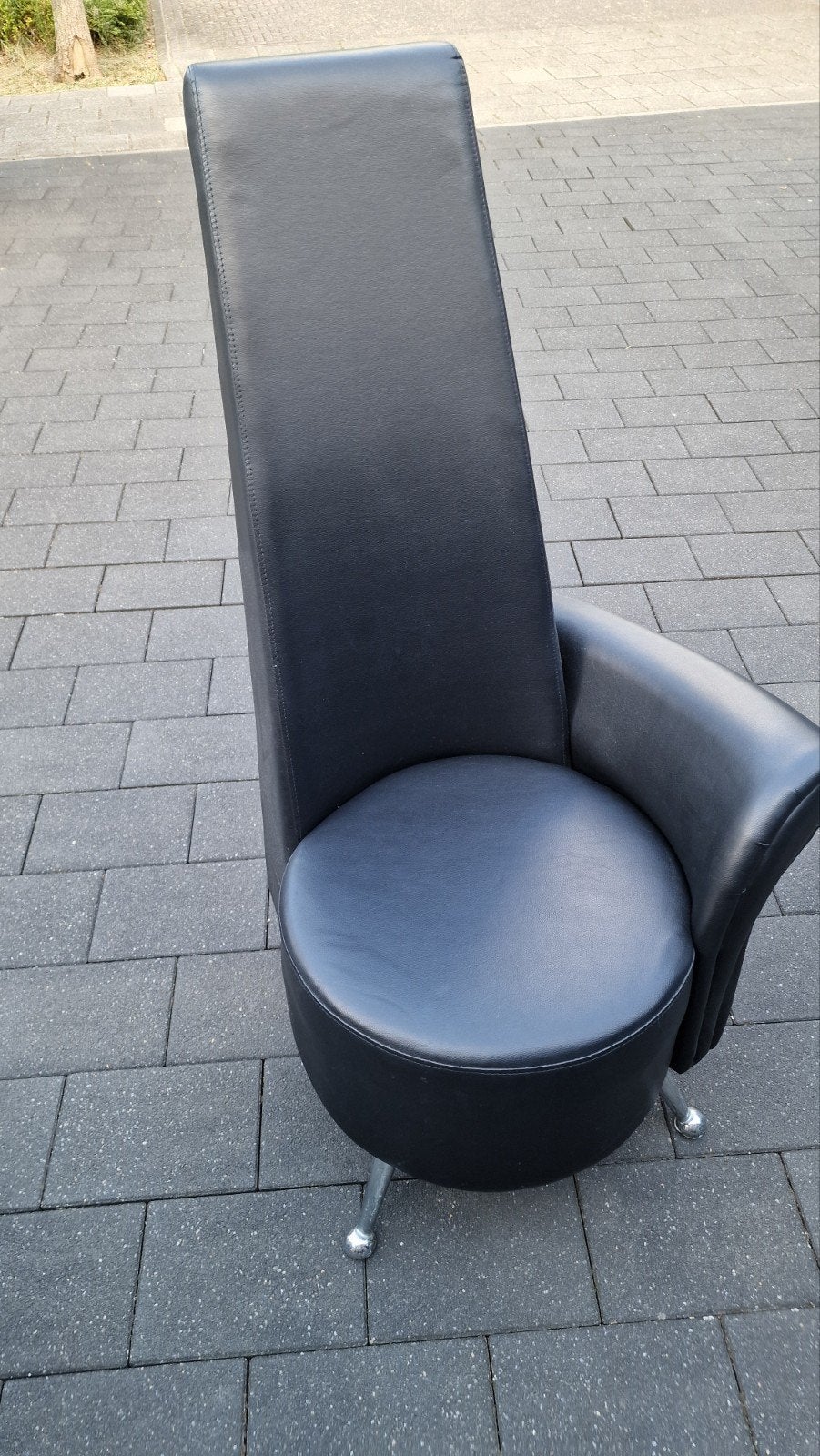 Zwarte design stoel met hoge rugleuning, Huis en Inrichting, Stoelen, Ophalen, Modern design, Gebruikt, Zwart