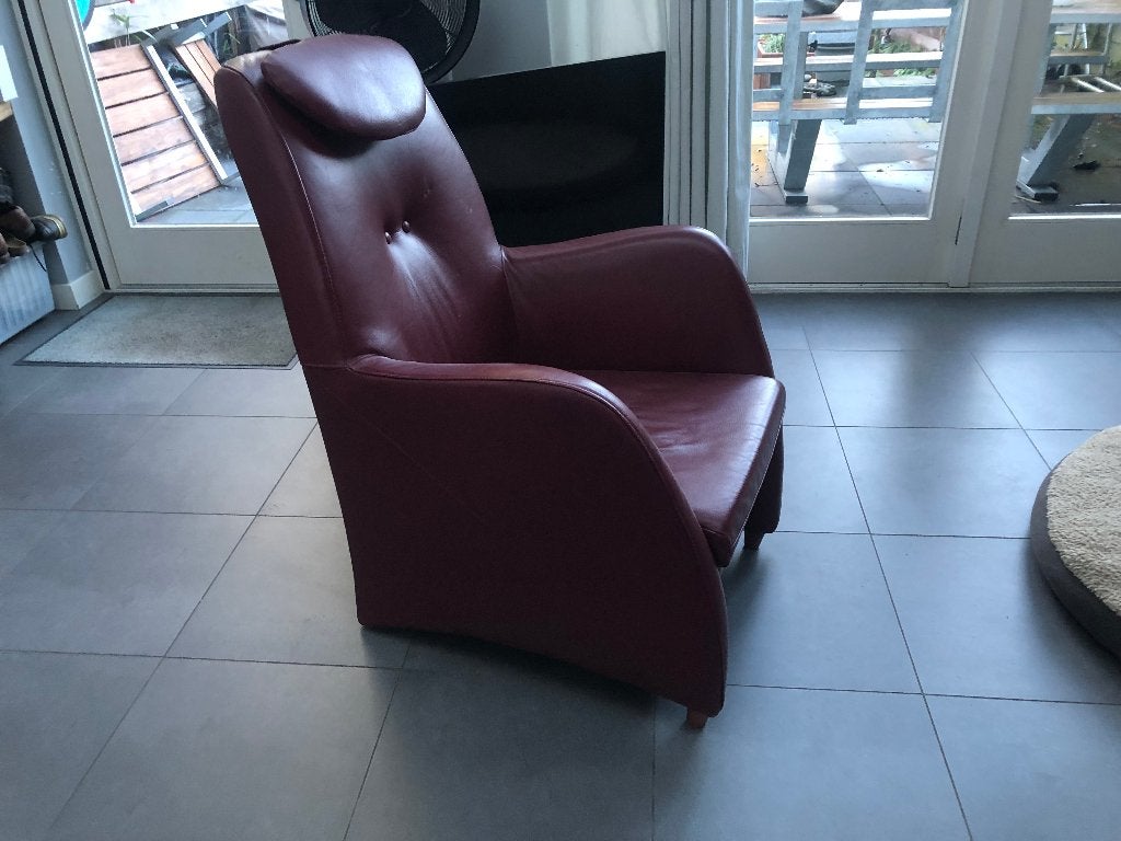 Fauteuil wijnrood leer, merk Gealux, Huis en Inrichting, Fauteuils, Ophalen, Gebruikt, Warm modern, 50 tot 75 cm