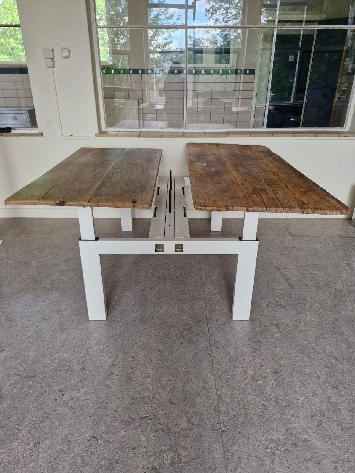 Duo-bureau/presentatie tafel, Ophalen, Gebruikt, Hout, Duo-bureau