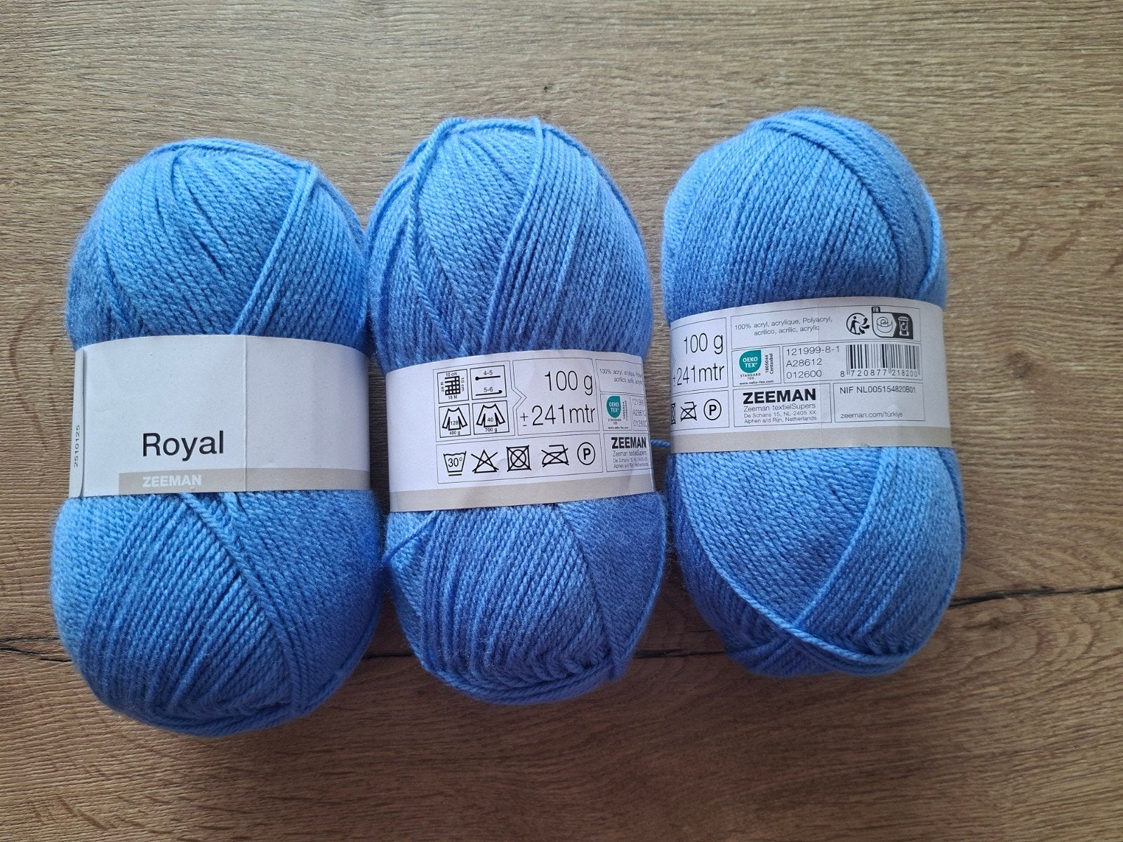 3 bollen Zeeman Royal garen, lichtblauw, 100g, 241m, Ophalen of Verzenden