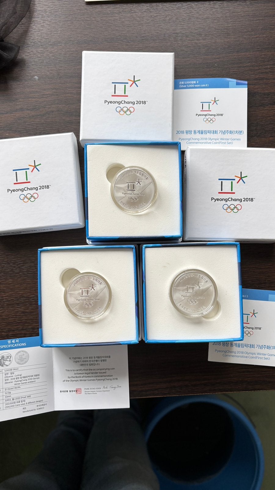 zilveren munten PyeongChang 2018 met doos & certificaat, Postzegels en Munten, Munten en Bankbiljetten | Verzamelingen, Munten