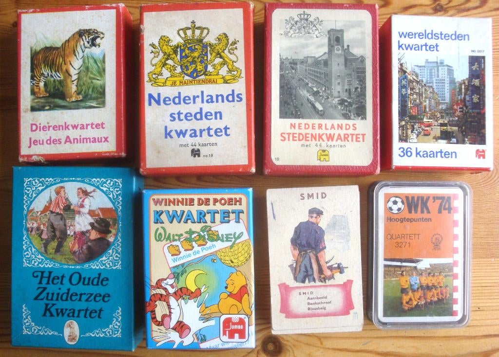 Partij van 14 kwartetten, de meeste in goede, nauwelijks geb, Verzamelen, Speelkaarten, Jokers en Kwartetten, Zo goed als nieuw