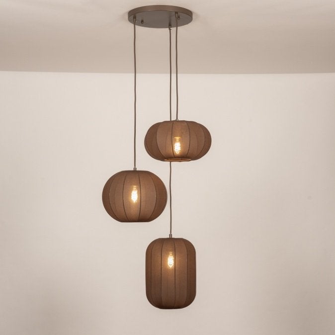 hanglamp japandi bruin rond eettafel tafel bank lampion lamp, Ophalen of Verzenden, Nieuw