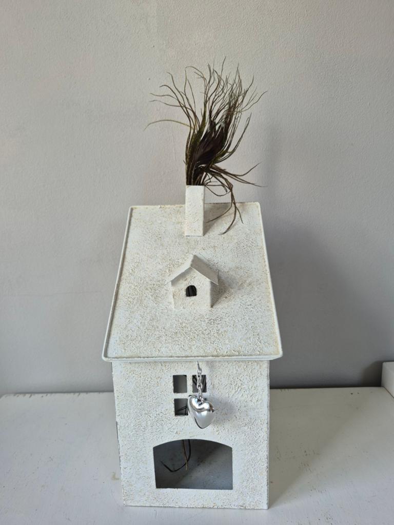 Metalen huisje voor kaars - 14x14x28cm, Huis en Inrichting, Woonaccessoires | Overige, Gebruikt, Ophalen of Verzenden, Landelijk
