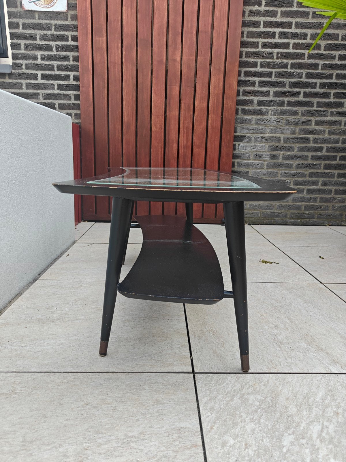 Vintage jaren '60 salontafel met glasplaat, Antiek en Kunst, Antiek | Meubels | Tafels, Ophalen