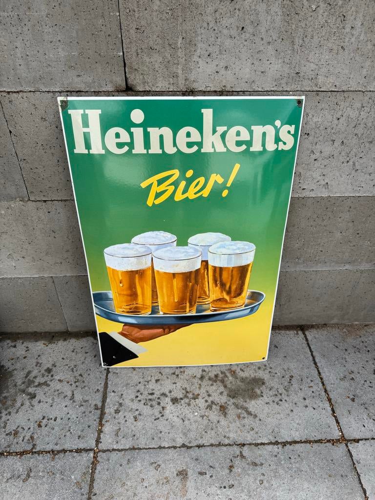 Vintage Heineken's Bier Emaille Reclamebord, Verzamelen, Ophalen of Verzenden, Zo goed als nieuw