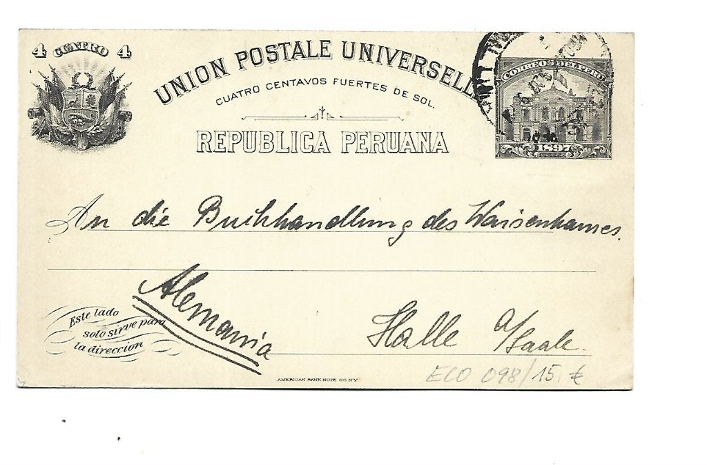 Peru, Verzenden, Briefkaart