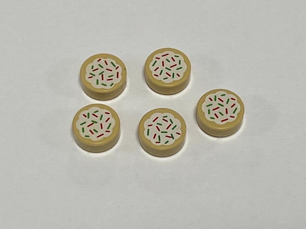 Partij Lego 5x nieuwe beige koekjes met glazuur en topping
