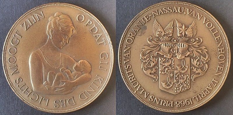 Geboorte Prins Maurits 1968, Postzegels en Munten, Verzenden, Brons, Nederland