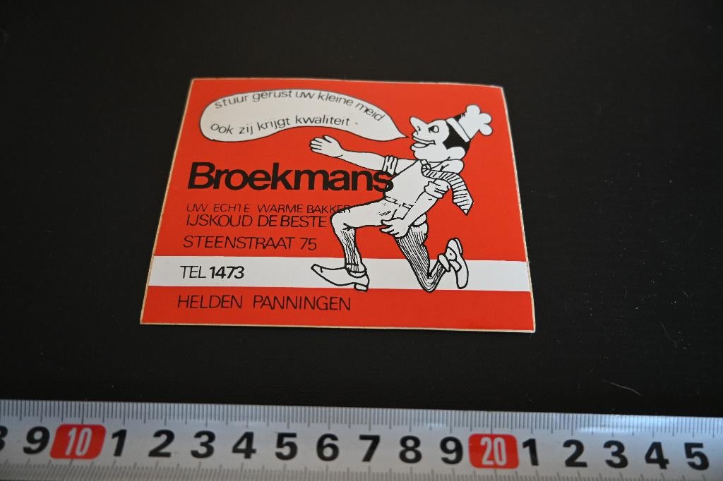 sticker Helden Panningen BROEKMANS Warme Bakker Steenstraat, Ophalen, Zo goed als nieuw, Sticker