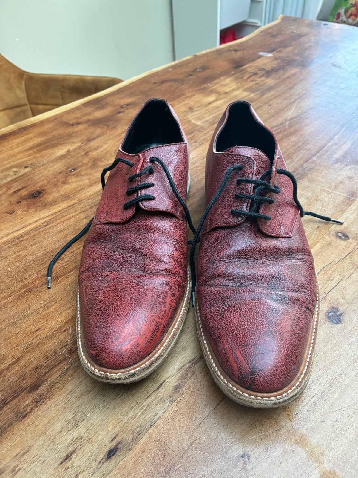Mascolori Nette Schoenen Maat 44 - Rood Leer, Overige kleuren, Ophalen of Verzenden, Gedragen, Veterschoenen