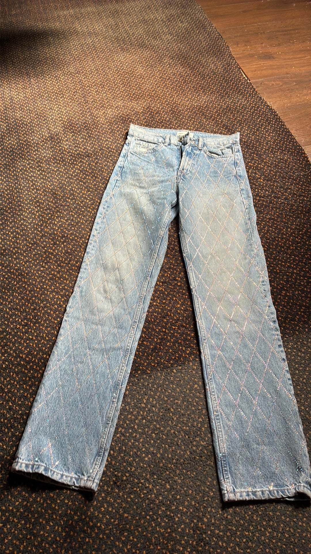 Zara broek maat 32 ZGAN! Met strass., Ophalen of Verzenden, Zo goed als nieuw, Blauw, W27 (confectie 34) of kleiner