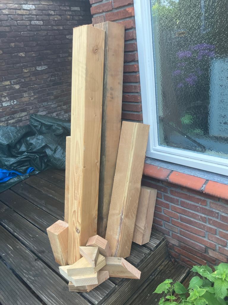 Douglas balken 12x12 cm diverse lengtes, Gebruikt, Ophalen of Verzenden, 50 mm of meer, Balk