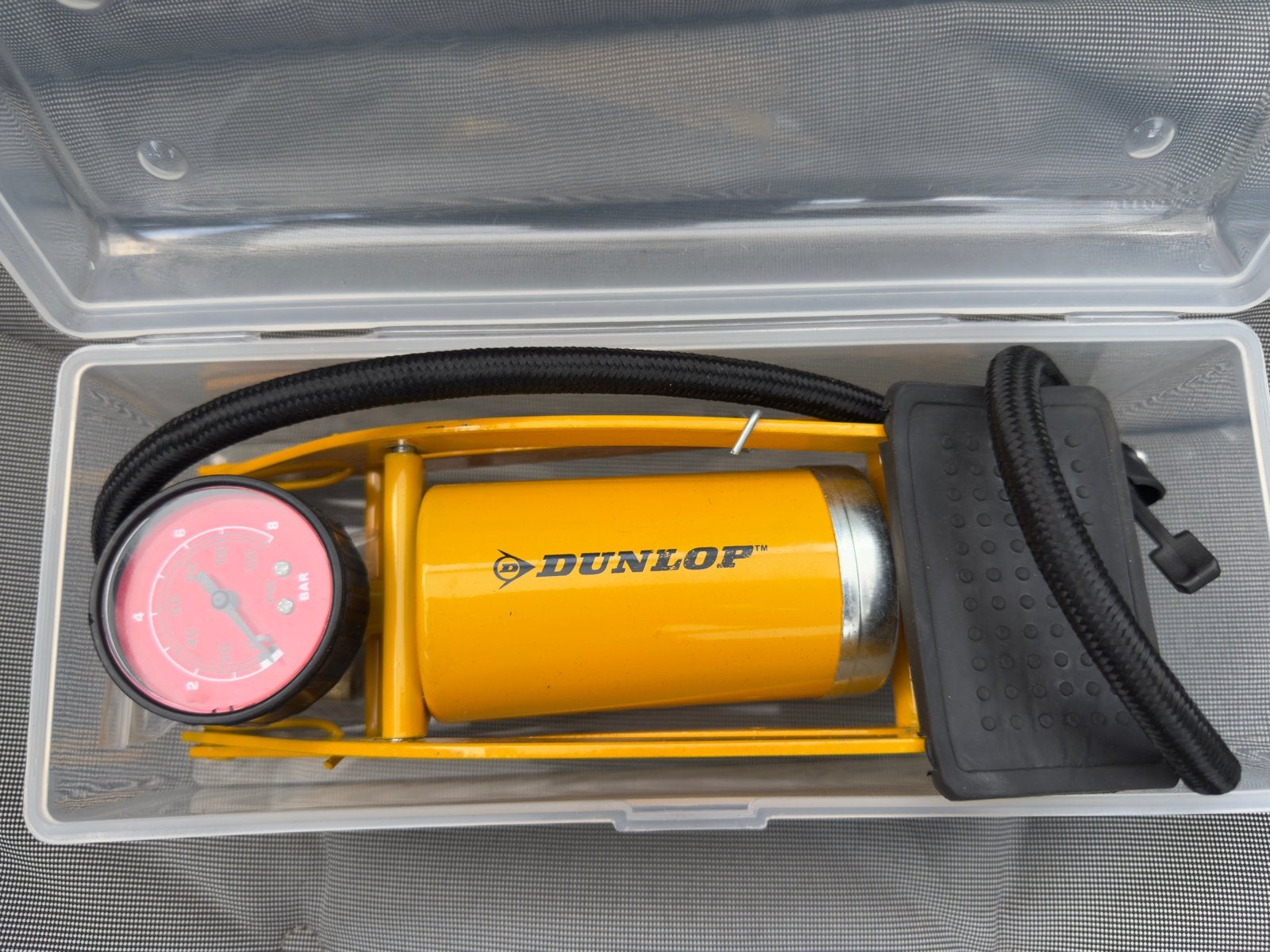 Dunlop Voetpomp met Drukmeter - Max. 7 Bar, Ophalen of Verzenden, Drukmeter, Zo goed als nieuw