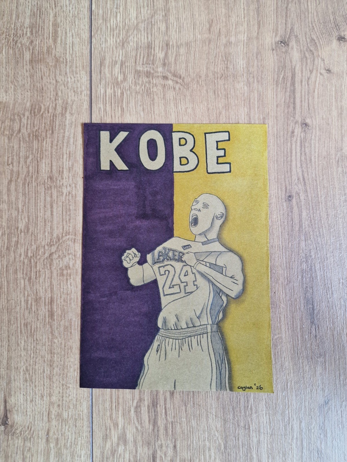 Handgetekende Kobe Bryant basketbal illustratie, Ophalen of Verzenden, Tekening, Potloodtekening, Handgemaakt