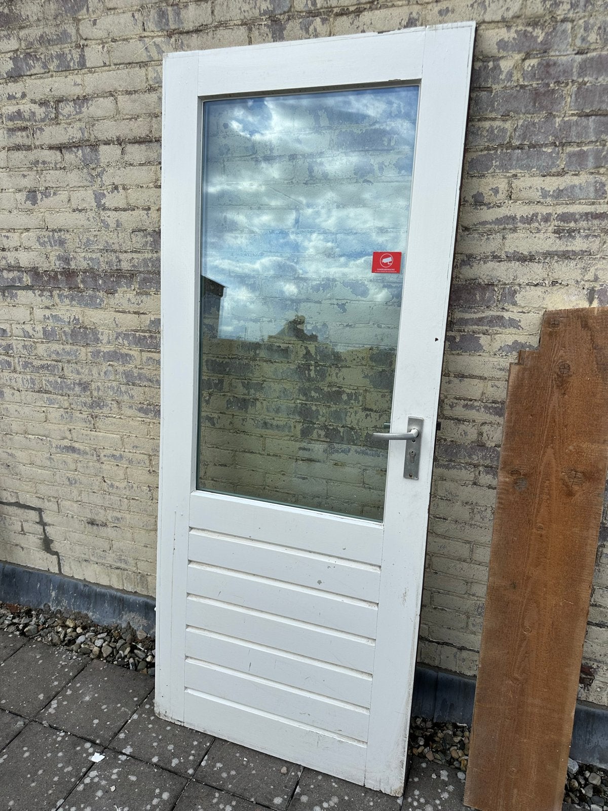 Gebruikte hardhouten buitendeur met dubbelglas, Ophalen, Gebruikt, 80 tot 100 cm, 200 tot 215 cm