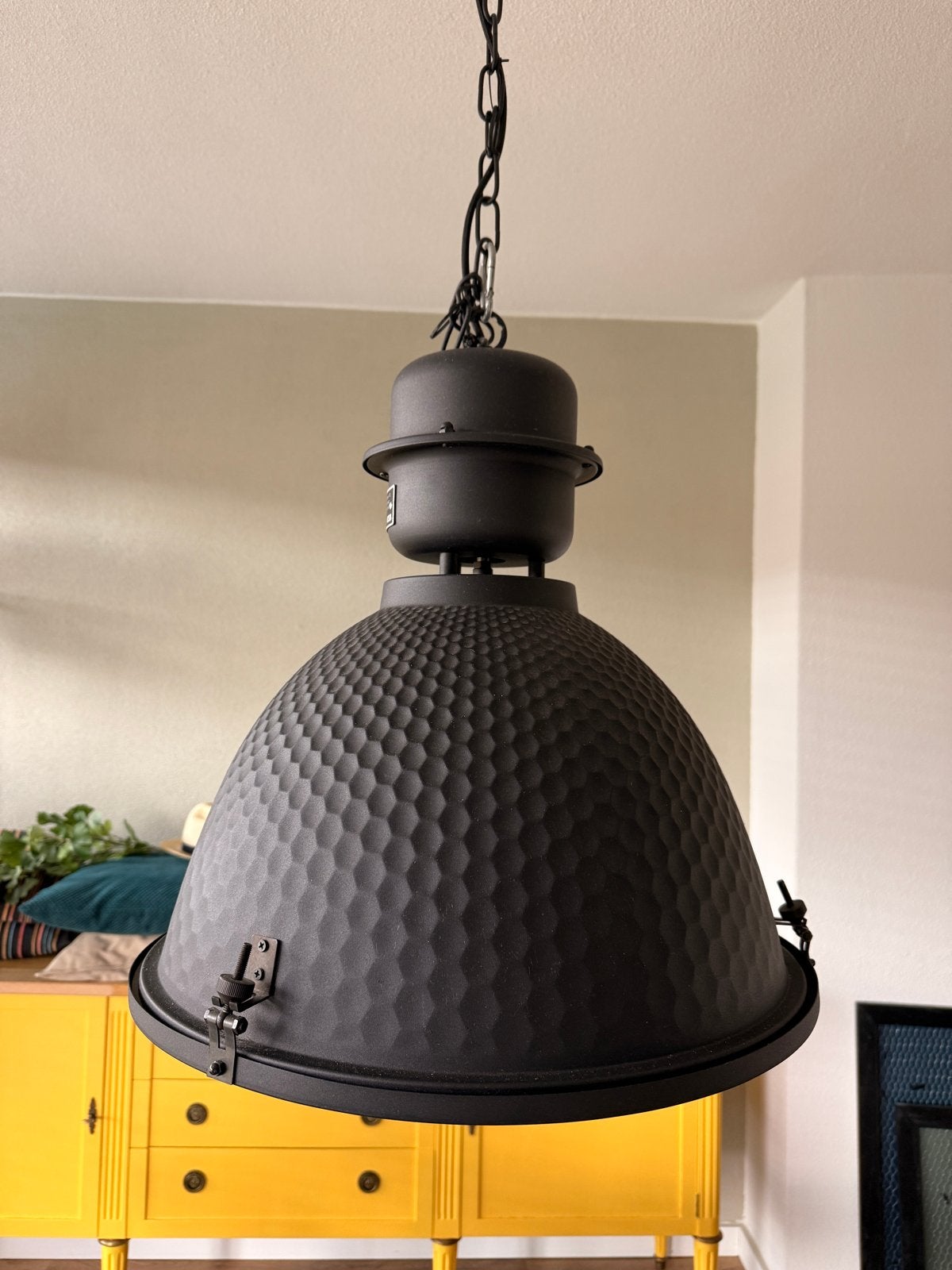 Industriële hanglamp zwart, Ophalen, Gebruikt, Metaal, 50 tot 75 cm