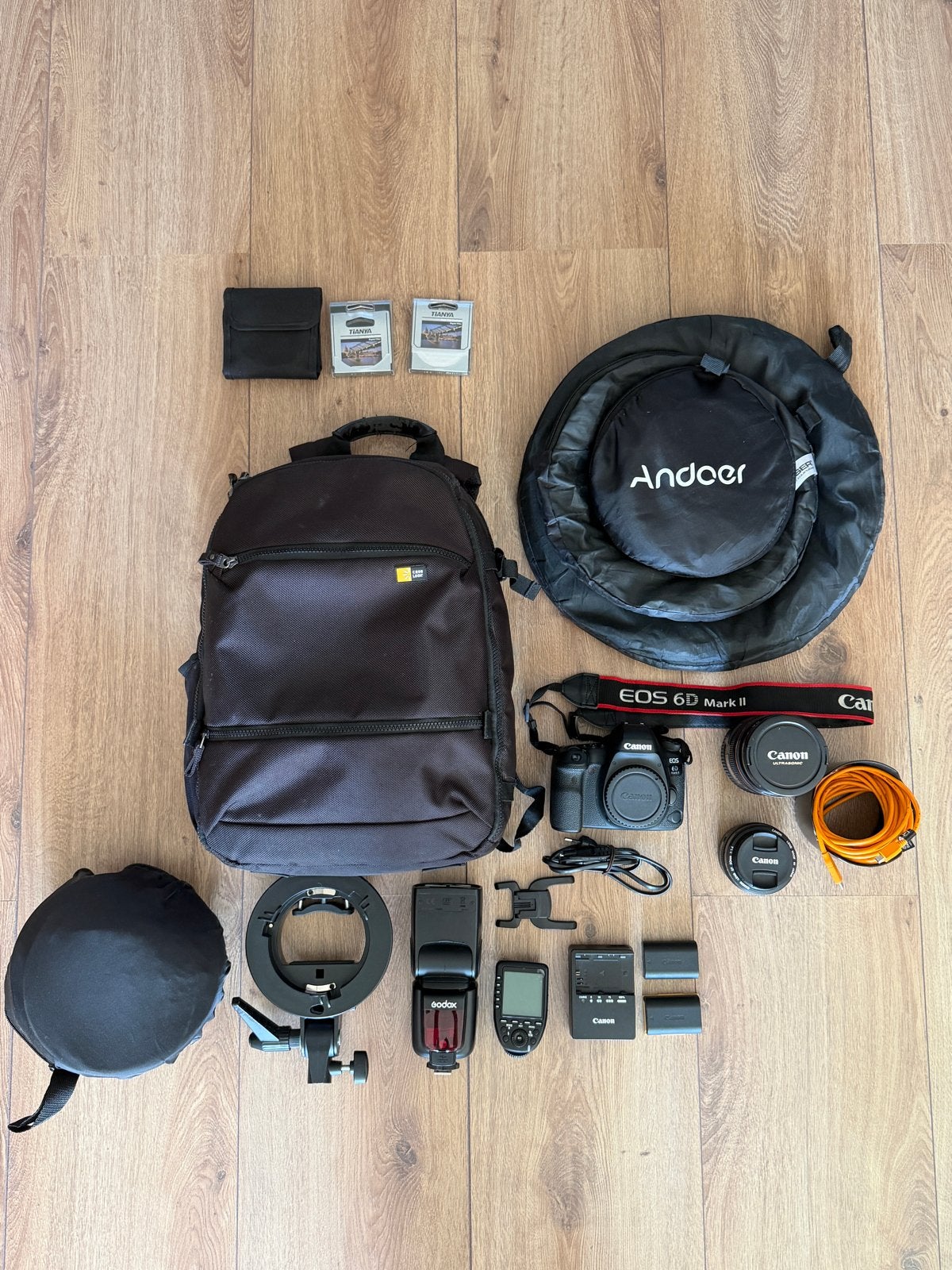 Complete Canon 6D mk2 set met lenzen, flitser en meer, Gebruikt, Spiegelreflex, Canon, Accu