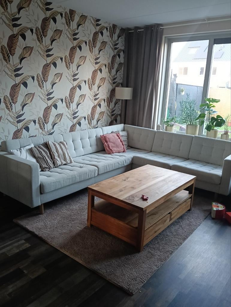 Landskrona gunnared beige 5-zits, Ophalen, Gebruikt, 75 tot 100 cm, Vierpersoons of meer