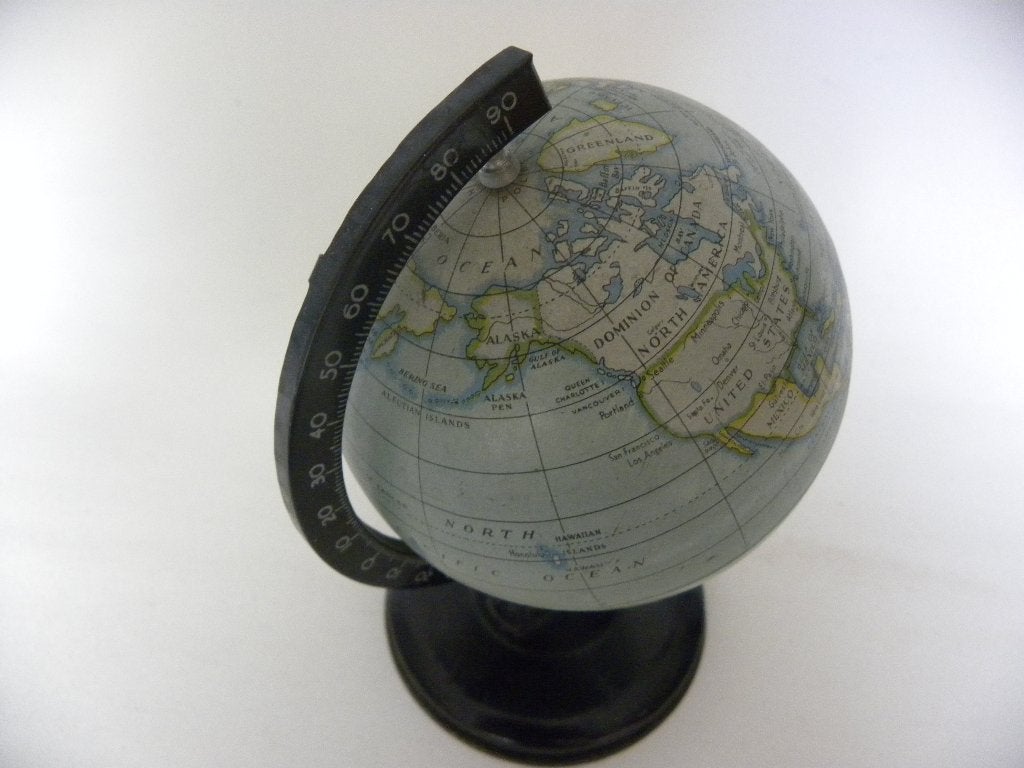 Engelse bureau globe 1930-1940  [blik], Gebruikt, Ophalen of Verzenden, Metaal, Educatief